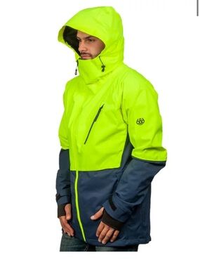 High-Visibility Neon Yellow and Navy Men’s Hooded Jacket